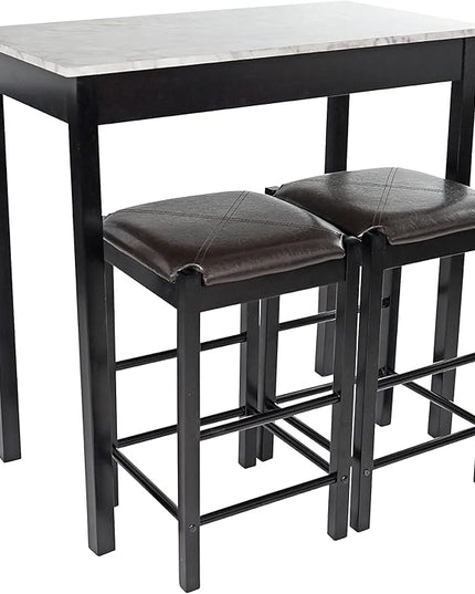 Pearington Remington High Top Counter Height Bar and Pub Table Set with 2 Chairs, White - LeafyLoom