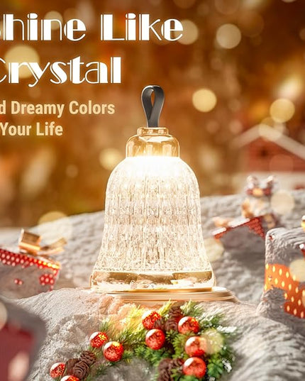 KOSTA Crystal Bell Table Lamp Rechargeable Crystal Lamp Christmas Bell Light for Decor Home Bedroom Kitchen Office Living Room Birthday Gift Lights for Bedroom/Party/Kids Room - LeafyLoom