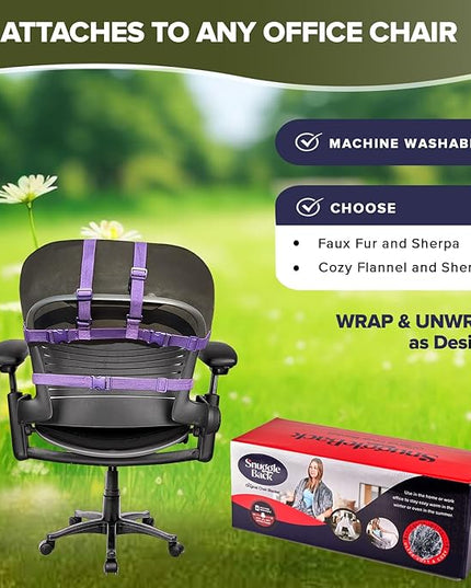The Original Office Chair Blanket by SnuggleBack; Cozy Comfy Office Desk Chair Wrap Attaches for Convenient Heat and Hands-Free. Stay Warm In The Winter or Summer. Sherpa Fur Lining - LeafyLoom