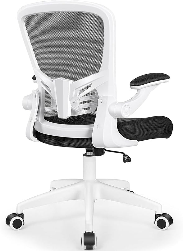 MINLOVE Office Chair Ergonomic Desk Chair with Lumbar Support and Height, Rolling Swivel Desk Chair with Wheels and Flip-up Arms, Breathable Mesh Executive Computer Chair for Home Office(White) - LeafyLoom