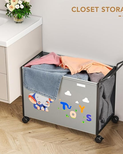 Toy Box Toy Storage - 72L Kids Toy Organizer with Wheels Toy Chest Storage Bins with Lids, Toy Boxes for Girls Boys, Stuffed Animals, Clothes, Bedroom, Living Room （grey） - LeafyLoom