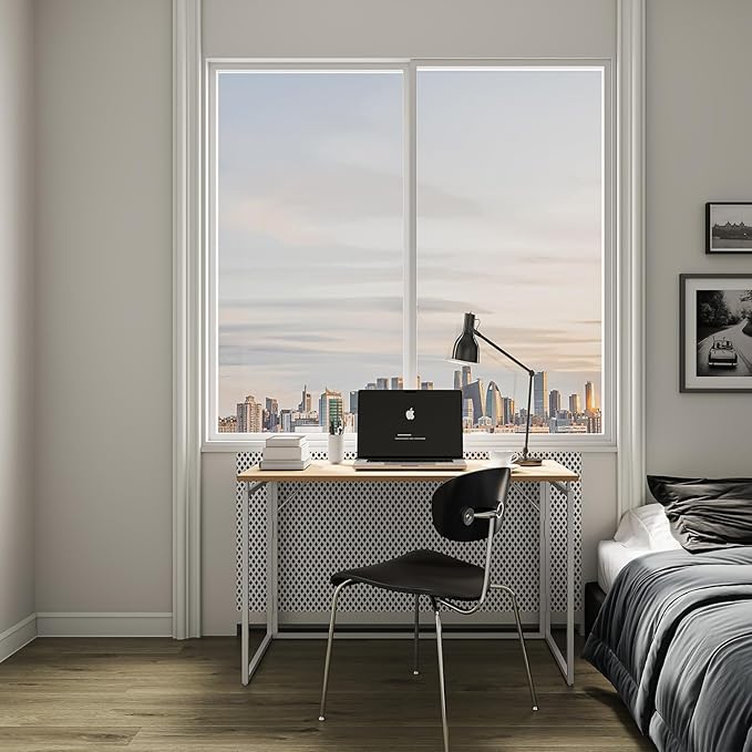 Folding Desk 40 Inch - Small Foldable Desk for Small Space Minimalist, Space Saving Collapsible Compact Desk Portable Table for Craft, Writing, Study and Work (No Assembly Required) - LeafyLoom