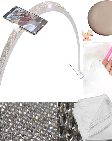 Half Moon Light for Nail Desk-4pcs Set-Half Moon Light-Half Moon Light for Esthetician-Half Moon-Lamp for Nails-Nail Lamp for Desk-Nail Desk Light-BONUS Phone Holder,Nail Prop & Elbow Rest - LeafyLoom