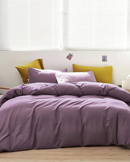 Purple Comforter Set Twin Grape Color Bedding Set 3 Pieces Solid Purple Comforter Set Hotel Quality Lightweight Women Comforter Set Twin Breathable Purple Bed Comforter Set Twin - LeafyLoom