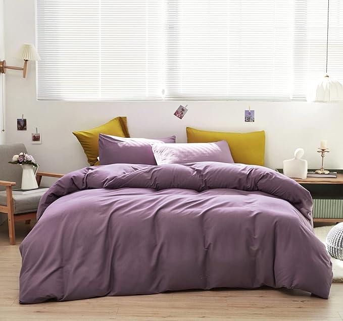 Purple Comforter Set Twin Grape Color Bedding Set 3 Pieces Solid Purple Comforter Set Hotel Quality Lightweight Women Comforter Set Twin Breathable Purple Bed Comforter Set Twin - LeafyLoom