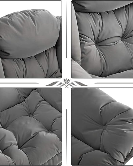 AcozyHom Modern Fabric Large Lazy Chair, Accent Oversized Comfy Reading Chair, Thick Padded Cozy Lounge Chair with Armrest, Steel Frame Leisure Sofa Chair for Living Room, Bedroom, Dorm, Grey - LeafyLoom