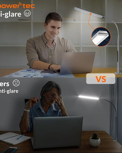 Desk Lamps for Home Office, RG0 Eye-Caring Desk Light, 750LM Desk Lamp, 10 Brightness Touch Table Lamp, 6 Color Temperature, 3 Timer Function, Metal Gooseneck Desk Lamp for Home & Office - LeafyLoom