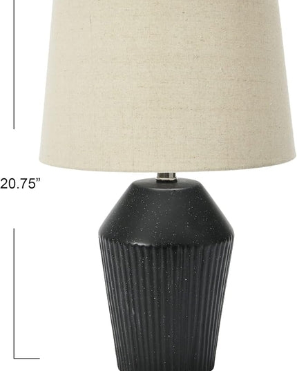 Creative Co-Op 13" Round Stoneware Desk Lamp, Black - LeafyLoom