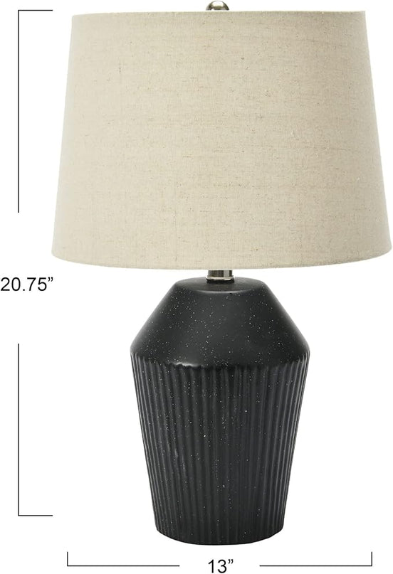 Creative Co-Op 13" Round Stoneware Desk Lamp, Black - LeafyLoom