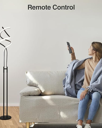 Modern Spiral Floor Lamp Dimmable LED Floor Lamp with 3 Color Temperatures, Ultra Bright, Standing Tall Lamp with Remote Reading Floor Lamp for Living Room Bedroom Office - LeafyLoom