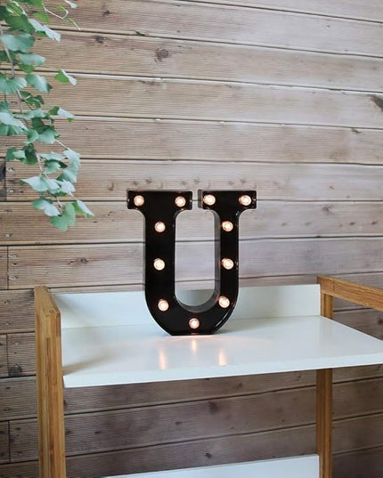 Light Up Black Alphabet Marquee Letters Sign LED Marquee Number Lights Sign for Night Light Home Bar Christmas Lamp Birthday Party Wedding Decoration U - LeafyLoom