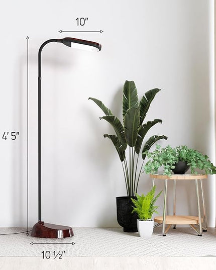 Natural Daylight Floor Lamp - Craft Light Floor Standing for Reading, Crafting, Sewing - 27W Full Spectrum White Bright Sunlight - Adjustable Gooseneck - Task Lamps for Living Room, Bedroom, Office - LeafyLoom