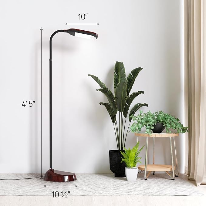 Natural Daylight Floor Lamp - Craft Light Floor Standing for Reading, Crafting, Sewing - 27W Full Spectrum White Bright Sunlight - Adjustable Gooseneck - Task Lamps for Living Room, Bedroom, Office - LeafyLoom