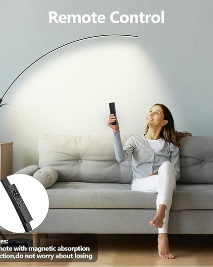 Arc Floor Lamp, Dimmable LED Floor Lamp with 3 Color Temperatures, Ultra Bright, Modern Standing Tall Lamp with Remote Reading Floor Lamp for Living Room Bedroom Office - LeafyLoom