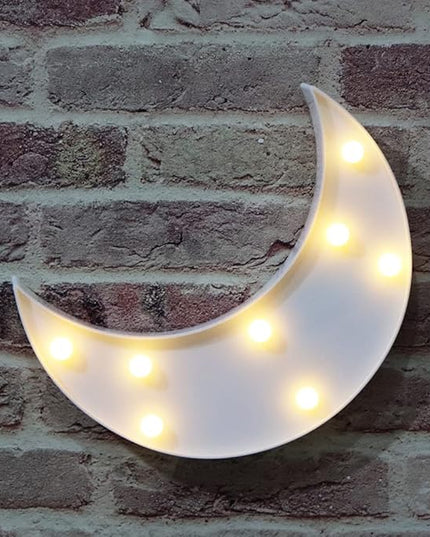 LED Moon Shaped Marquee Signs, Light Up Moon Night Lights Battery Operated Crescent Moon Lamp for Bedroom, Christmas, Birthday Party Decor-Moon(White) - LeafyLoom