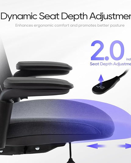 COLAMY Ergonomic Mesh Office Chair 300LBS, Mid Back Office Chair, Computer Desk Chair with Adjustable Lumbar Support, Slide Seat, Tilt Lock-3Set - LeafyLoom
