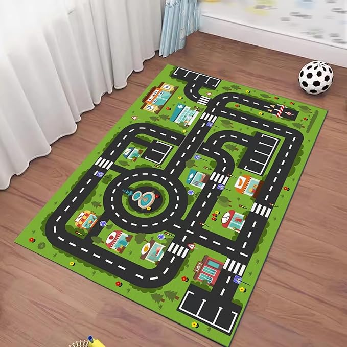 Analog ABC Kids Rug Playroom Car Rug Play Mat City Life Road Rug for Cars Fun City Map for Carpet for Bedroom Boys (31 * 47 inches, Gorgeous City) - LeafyLoom