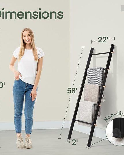5 Ft Wooden Blanket Ladder Farmhouse - Quilt Ladder for Bedroom - Wood Ladder Decor - Decorative Ladder for Blankets - Easy to Assemble - Farmhouse Ladder Blanket Holder - Wooden Ladder for Blankets - LeafyLoom