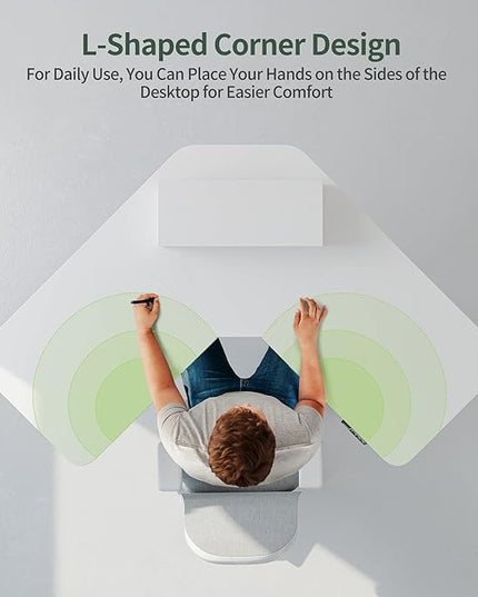 FEZIBO Corner Standing Desk, 48 Inches L Shaped Standing Desk, Electric Stand Up Corner Desk, Home Office Sit Stand Desk with White Top and White Frame - LeafyLoom