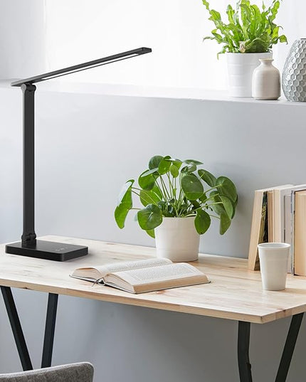 Lepro LED Desk Lamp for Home Office, 9.5W 750LM Metal Touch Control Desk Light, 5 Color Modes 5 Brightness Level, Eye Caring Task Lamp For Reading, Sewing, Crafts, School Supplies, Puzzle Light, Black - LeafyLoom