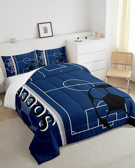 Feelyou Kids Football Comforter Set Twin Size Rugby Sports Bedding Set for Boys Girls Teens Bedroom Decor Soccer Ball Game Comforter Football Lover Duvet Set with 1 Pillow Case - LeafyLoom