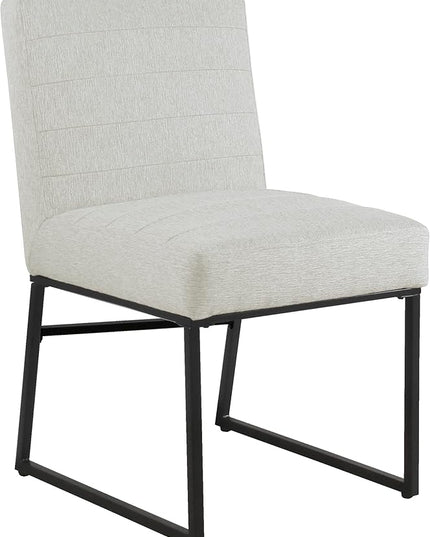 HomePop Channeled Metal Dining Chair - Sustainable Gray Woven (Single Pack) - LeafyLoom