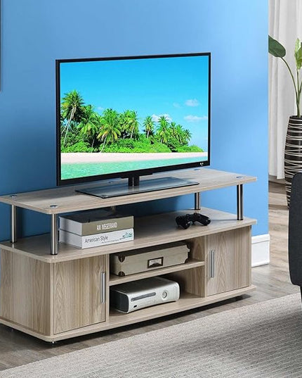 Convenience Concepts Designs2Go Monterey TV Stand with Cabinets and Shelves Home_Furniture_and_Decor, Ice White - LeafyLoom