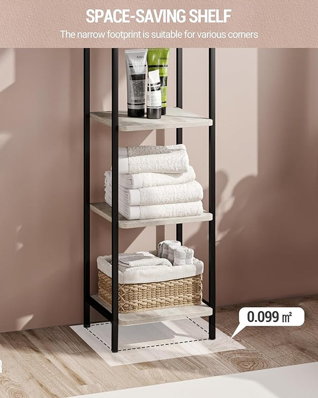 Bookcase Bookshelf, Narrow Book Shelf, Industrial Coner Shelf Storage Organizer, Slim Shelving Unit for Home Office, Living Room, Bedroom, Kitchen, 6-Tier Greige BC24605B - LeafyLoom