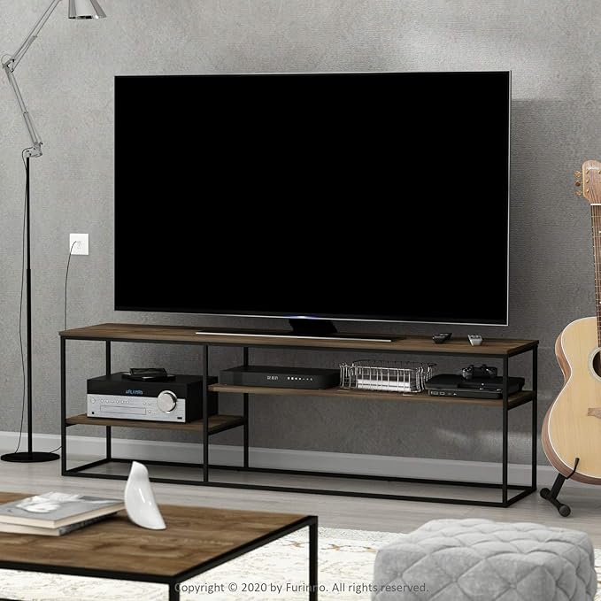 Furinno Moretti Modern Lifestyle TV Stand, French Oak Grey - LeafyLoom