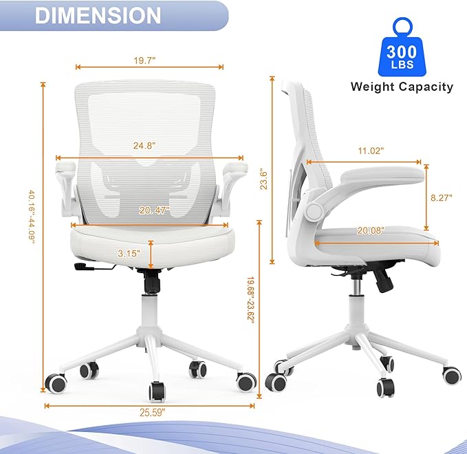 Office Chair, High Back Desk Chair Adjustable Height and Ergonomic Design Home Office Computer Chair Executive Lumbar Support Padded Flip-up Armrest Swivel Task Chair - LeafyLoom