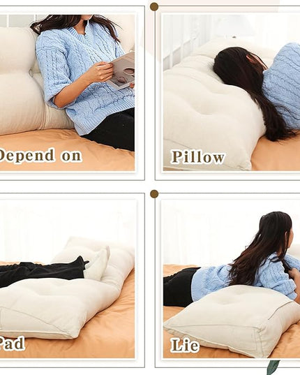 Headboard Wedge Pillow Triangular Bed Rest Reading Backrest Body Bolster Cushion Back Support Long Bolster Pillow for Bed Gifts with Removable Cover (Beige,Twin (39 x 20 x 8 Inch)) - LeafyLoom