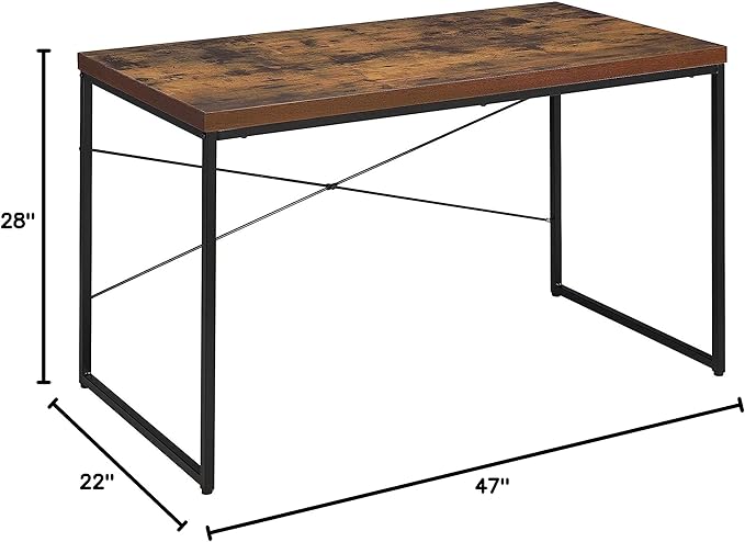 Acme Bob Rectangular Wooden Top Home Office Desk in Weathered Oak - LeafyLoom