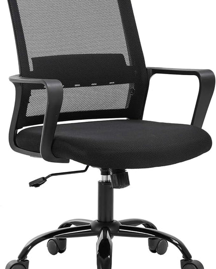 Home Office Chair Ergonomic Desk Chair Swivel Rolling Computer Chair Executive Lumbar Support Task Mesh Chair Adjustable Stool for Women Men (Black) - LeafyLoom