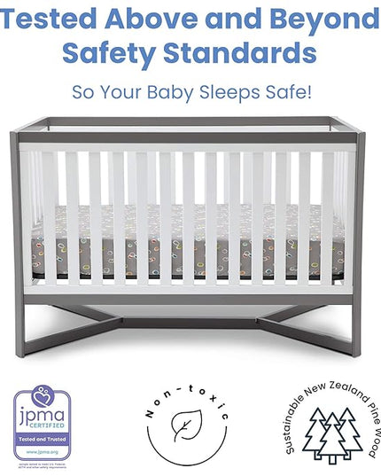 Delta Children Tribeca 4-in-1 Convertible Crib, White/Grey - LeafyLoom