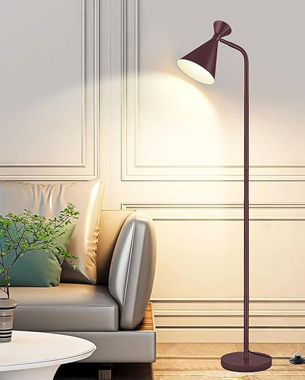 PARTPHONER Floor Lamp for Living Room, Modern Adjustable Metal Heads Standing Lamps, Simple Design Brown Floor Lamp with Foot Switch for Bedroom, Office, Kids Room, Reading, Working(Bulb Not Included) - LeafyLoom
