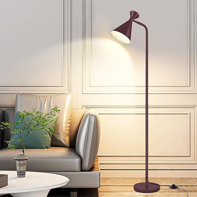 PARTPHONER Floor Lamp for Living Room, Modern Adjustable Metal Heads Standing Lamps, Simple Design Brown Floor Lamp with Foot Switch for Bedroom, Office, Kids Room, Reading, Working(Bulb Not Included) - LeafyLoom