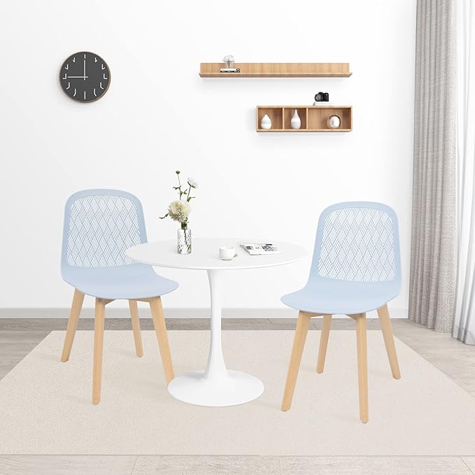 Armless Modern Chairs with Wood Legs for Living, Bedroom, Kitchen,Dining,Lounge Waiting Room, Restaurants, Cafes, Set of 2… - LeafyLoom