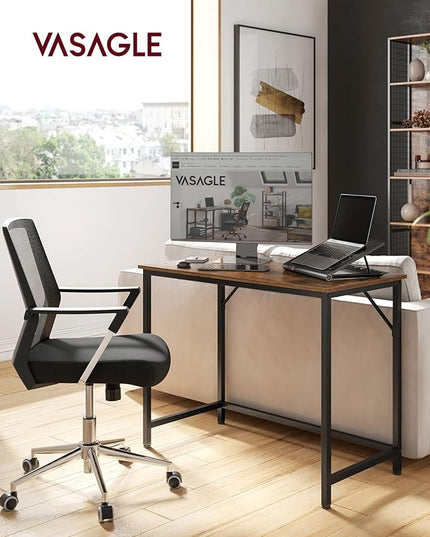 VASAGLE Computer Desk, Gaming Desk, Home Office Desk, for Small Spaces, 19.7 x 39.4 x 29.5 Inches, Industrial Style, Metal Frame, Rustic Brown and Black ULWD41X - LeafyLoom