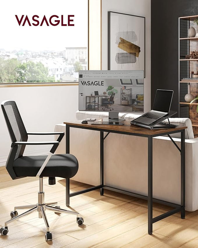 VASAGLE Computer Desk, Gaming Desk, Home Office Desk, for Small Spaces, 19.7 x 39.4 x 29.5 Inches, Industrial Style, Metal Frame, Rustic Brown and Black ULWD41X - LeafyLoom