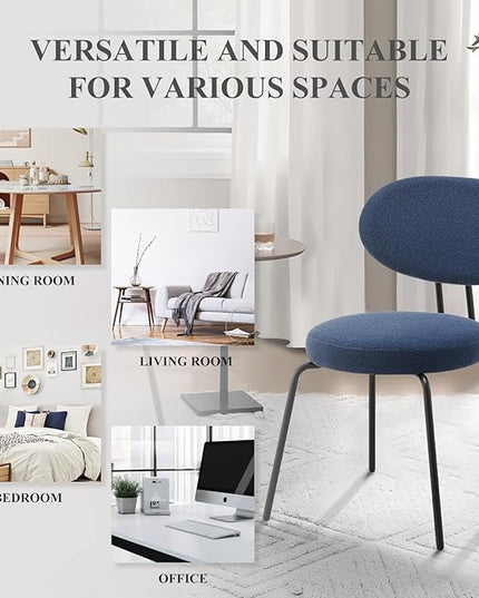 COLAMY Modern Fabric Dining Chairs Set of 4, Mid Centry Upholstered Dining Room Kitchen Chairs with Curved Backrest, Blue - LeafyLoom