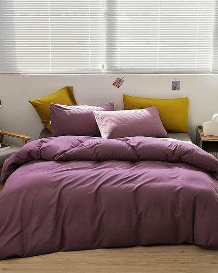 Purple Comforter Set King Grape Color Bedding Set 3 Pieces Solid Purple Comforter Set Hotel Quality Lightweight Women Comforter Set King Breathable Purple Bed Comforter Set King - LeafyLoom