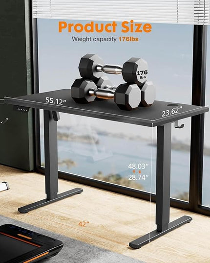 NicBex Home Office Desk 55'' x 23" Electric Height Adjustable Standing Desk Computer Desk Office Desk, Sit to Stand Ergonomic Computer Desk Adjustable Desk, Black - LeafyLoom