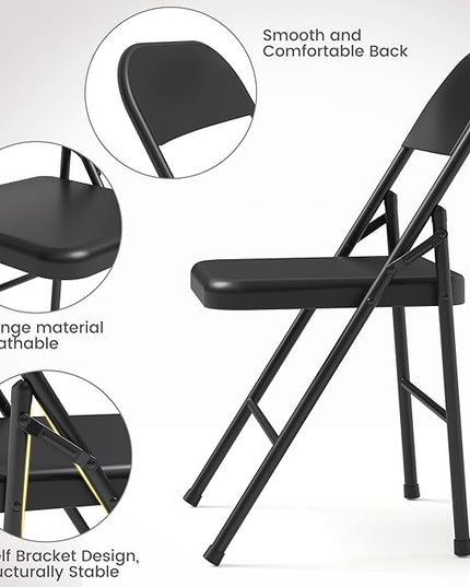 IDEALHOUSE Portable Folding Card Table and Chair Set of 5, Pu Upholstered Foldable Table, and All Metal Folding Chairs, Table and Chairs Suitable for Dining Room, Living Room, Office, Camping - LeafyLoom