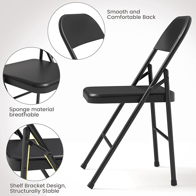 IDEALHOUSE Portable Folding Card Table and Chair Set of 5, Pu Upholstered Foldable Table, and All Metal Folding Chairs, Table and Chairs Suitable for Dining Room, Living Room, Office, Camping - LeafyLoom