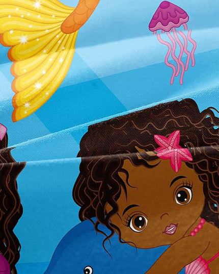 Little Mermaid Bedding, Black Girl Comforter Set Twin Size, Black Mermaid Bedroom Decor for Girls, Princess Twin Bed Set for Kids Teens with 1 Comforter and 2 Pillow Cases - LeafyLoom