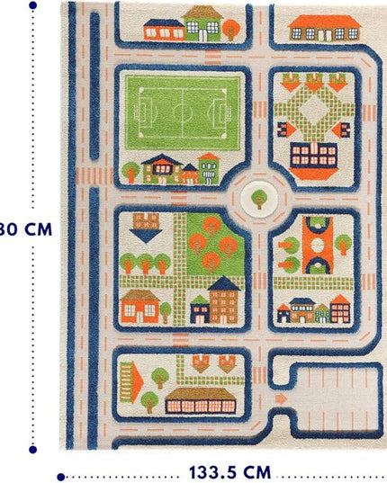 IVI 3D Play Carpets, 71 x 52.5 Inch, Traffic Educational Toddler Mat Rug for Bedroom, Kids Den, or Playroom, Large - LeafyLoom