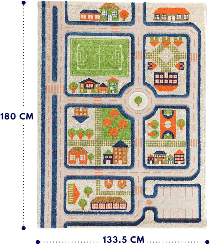 IVI 3D Play Carpets, 71 x 52.5 Inch, Traffic Educational Toddler Mat Rug for Bedroom, Kids Den, or Playroom, Large - LeafyLoom