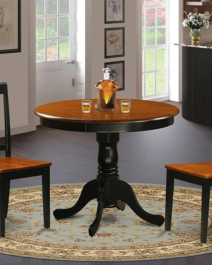 East West Furniture Antique 3 Piece Set for Small Spaces Contains a Round Kitchen Table with Pedestal and 2 Dining Chairs, 36x36 Inch, ANTI3-WHI-W - LeafyLoom