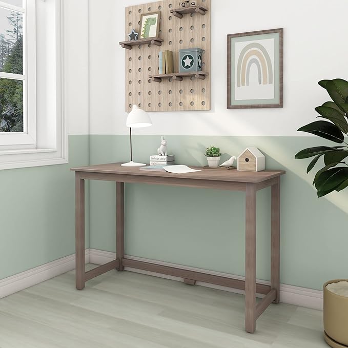 Max & Lily Solid Wood Desk, 47 Inches, Clay - LeafyLoom