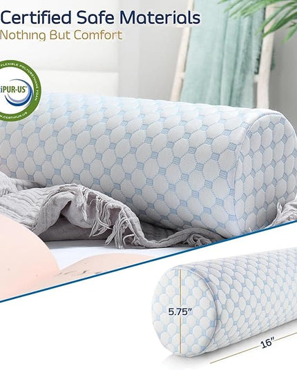 Nestl Neck Roll Pillow for Pain Relief - Premium Memory Foam – Bolster Pillow for Sleeping with a Breathable Cooling Cover - Comfy Cylinder Neck Roll Pillow - LeafyLoom